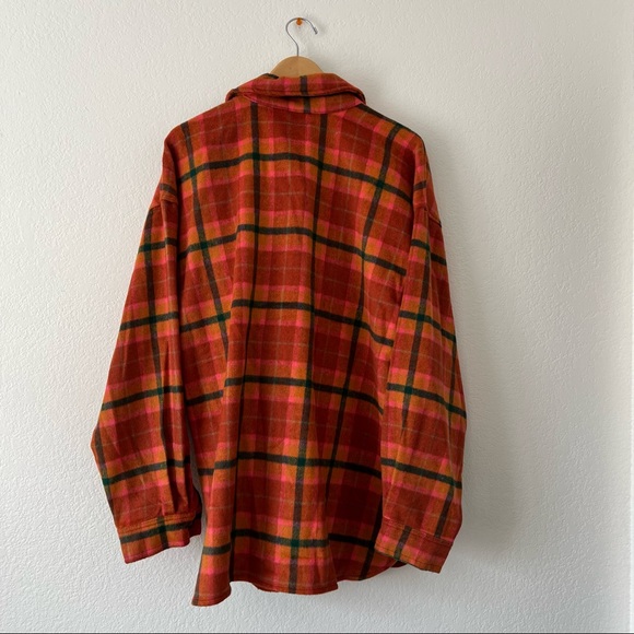 Orange fall flannel button down shacket jacket - Picture 4 of 4